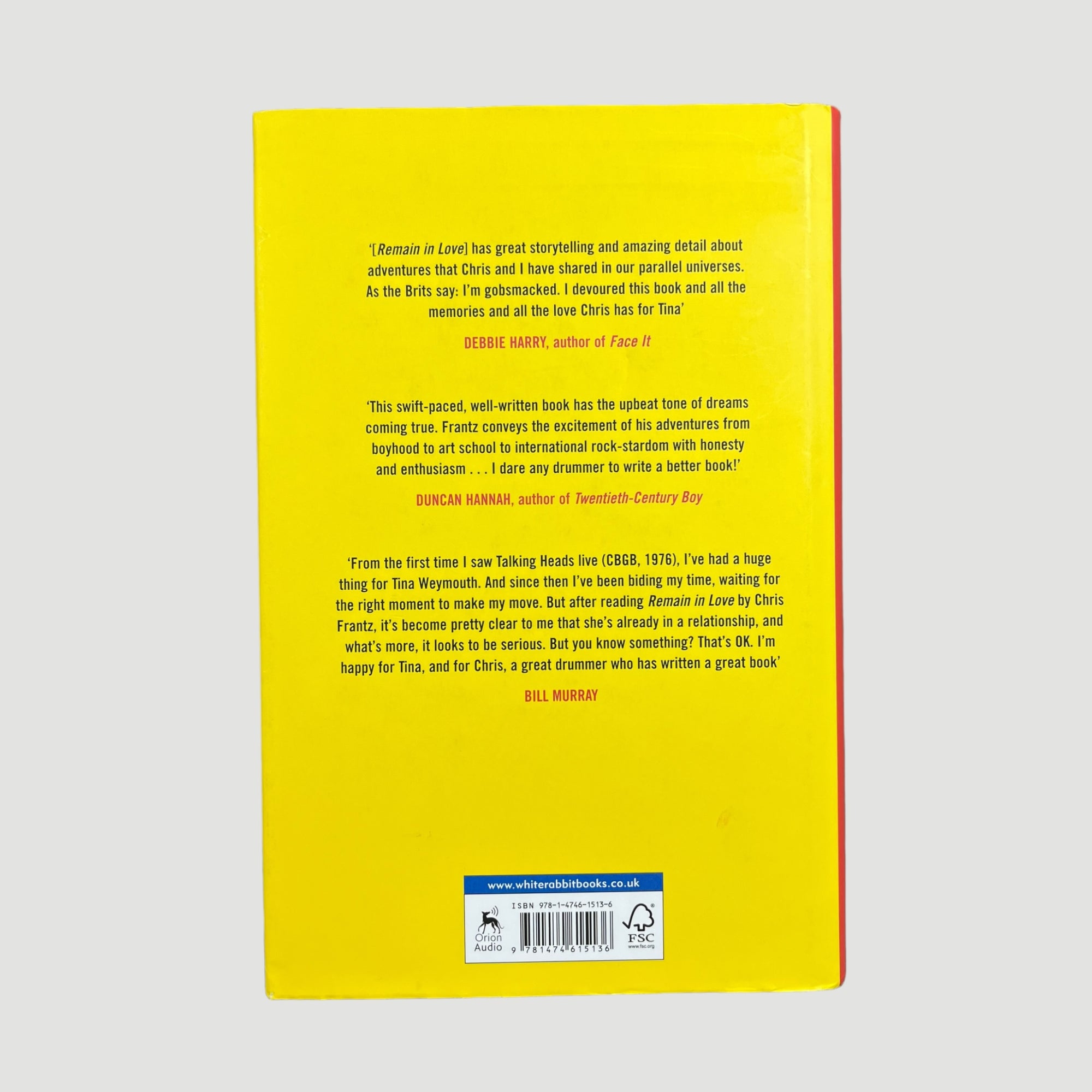 2020 Remain in Love - Talking Heads, Tom Tom Club, Tina by Chris Frantz HB 1st