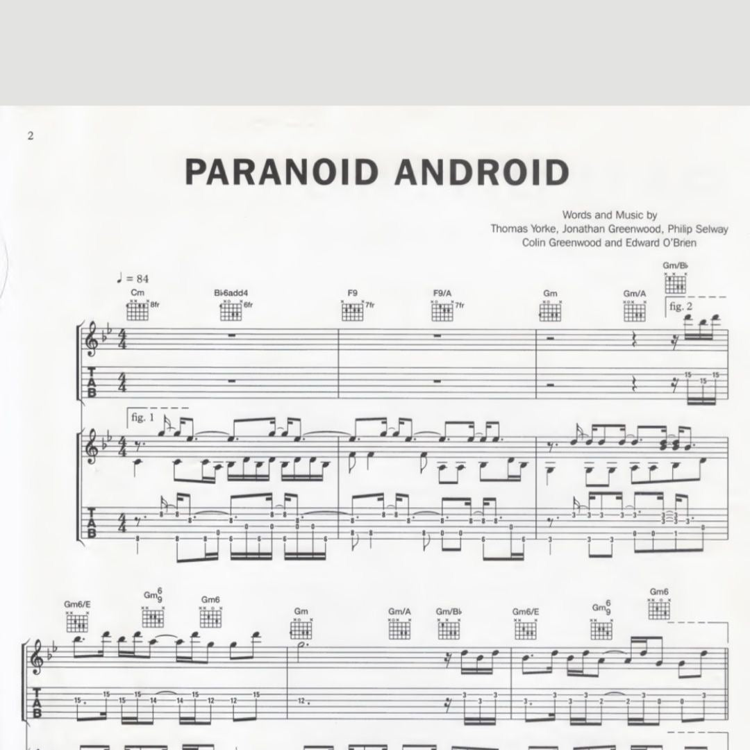 1997 Radiohead Paranoid Android Sheet Music