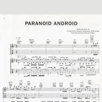 1997 Radiohead Paranoid Android Sheet Music