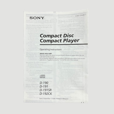 Mid 90's Sony Discman D-191 (Boxed)