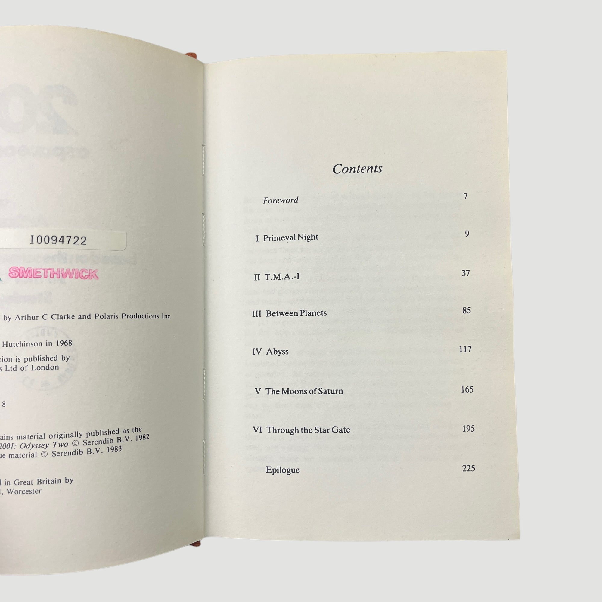 1991 Arthur C Clarke 2001 A Space Odyssey