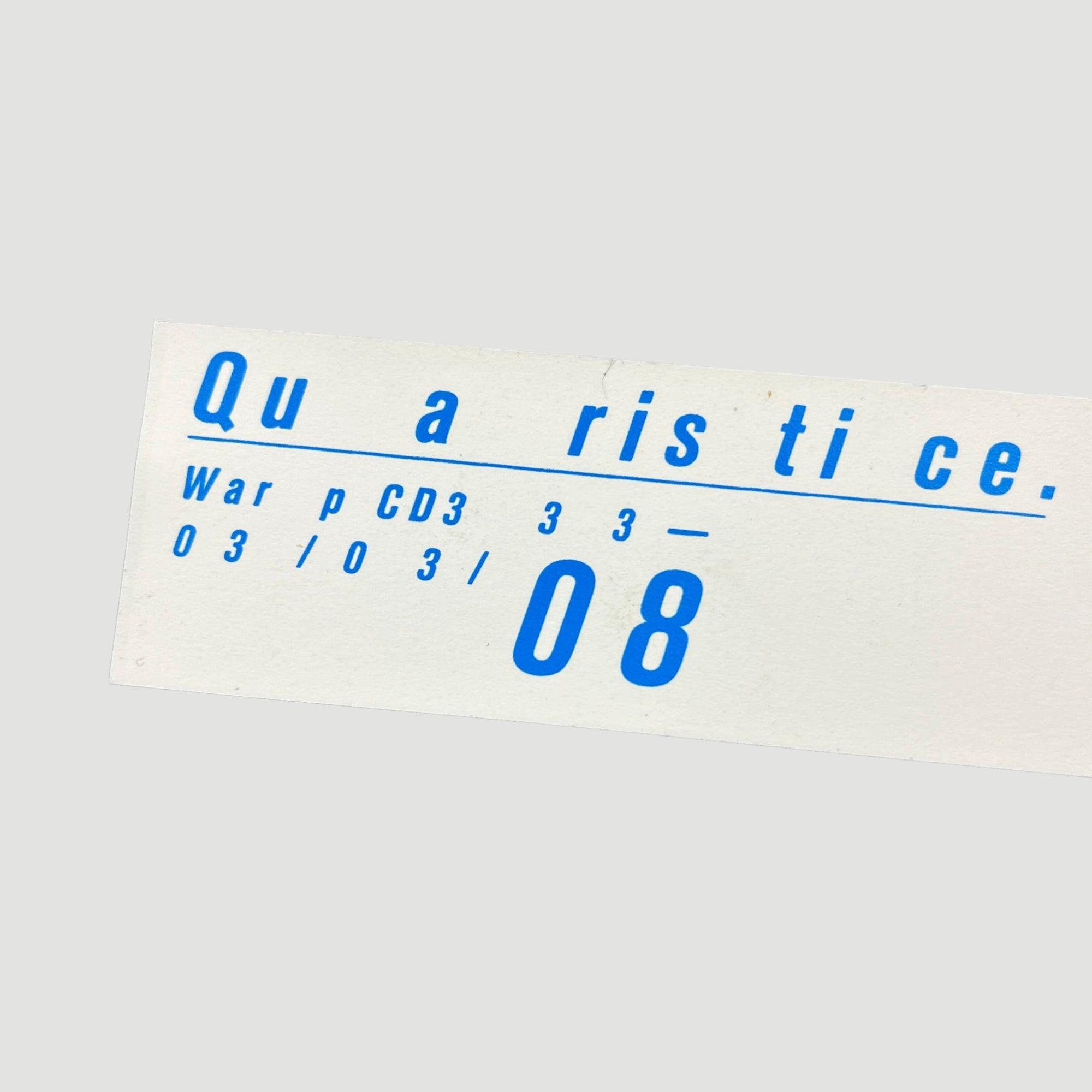 2008 Autechre 'Quaristice' Promo Sticker