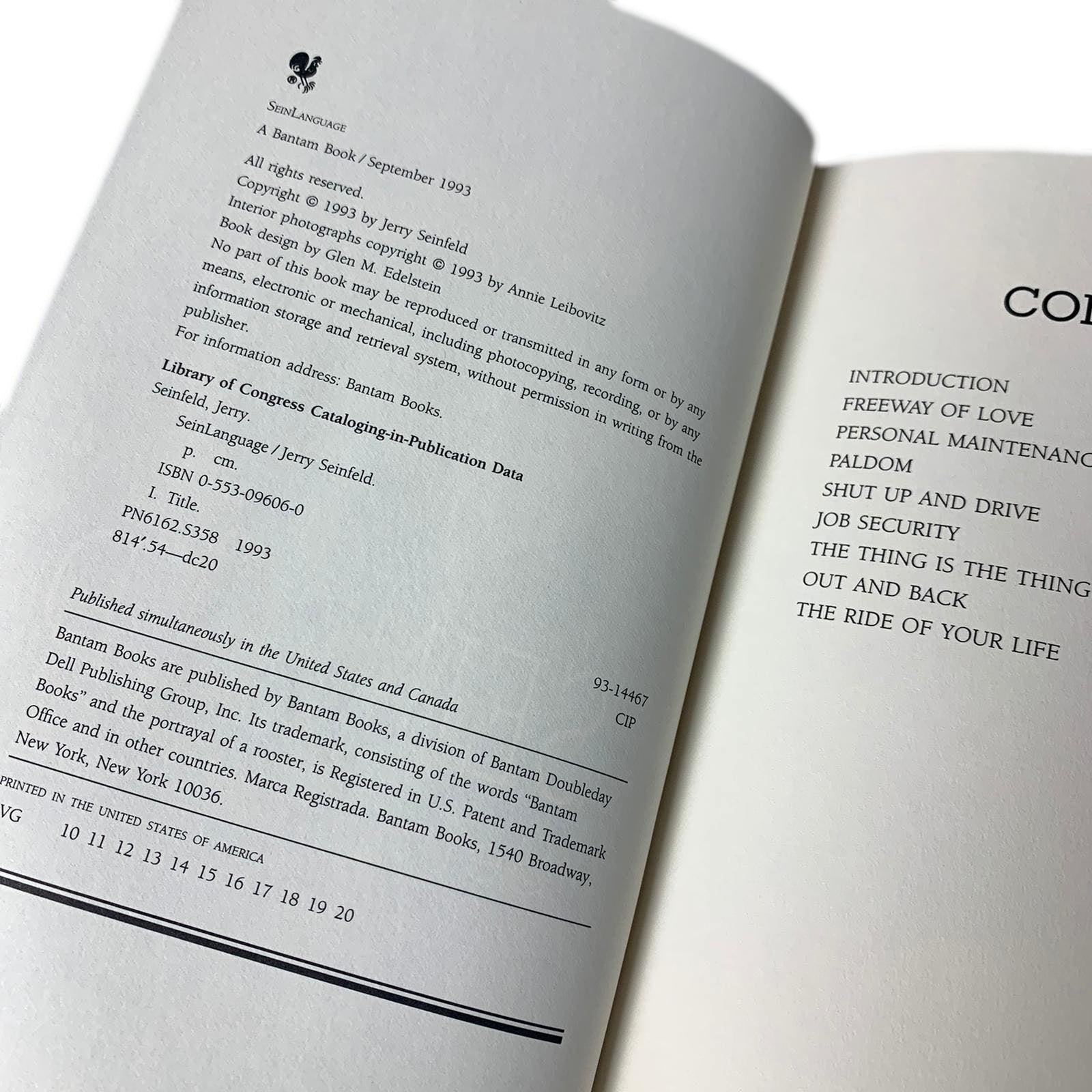 1993 Jerry Seinfeld 'Sein Language' Hardback 1st Ed.