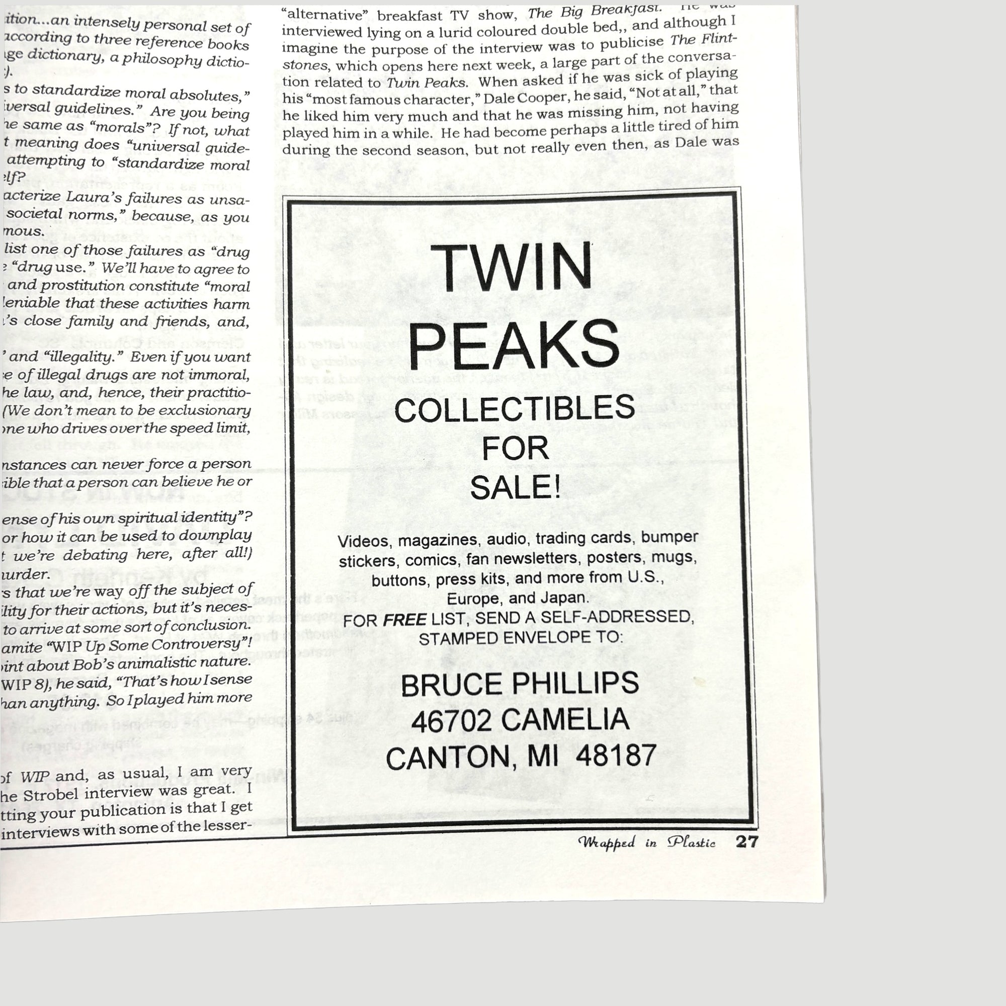 90's Twin Peaks Wrapped in Plastic No.13