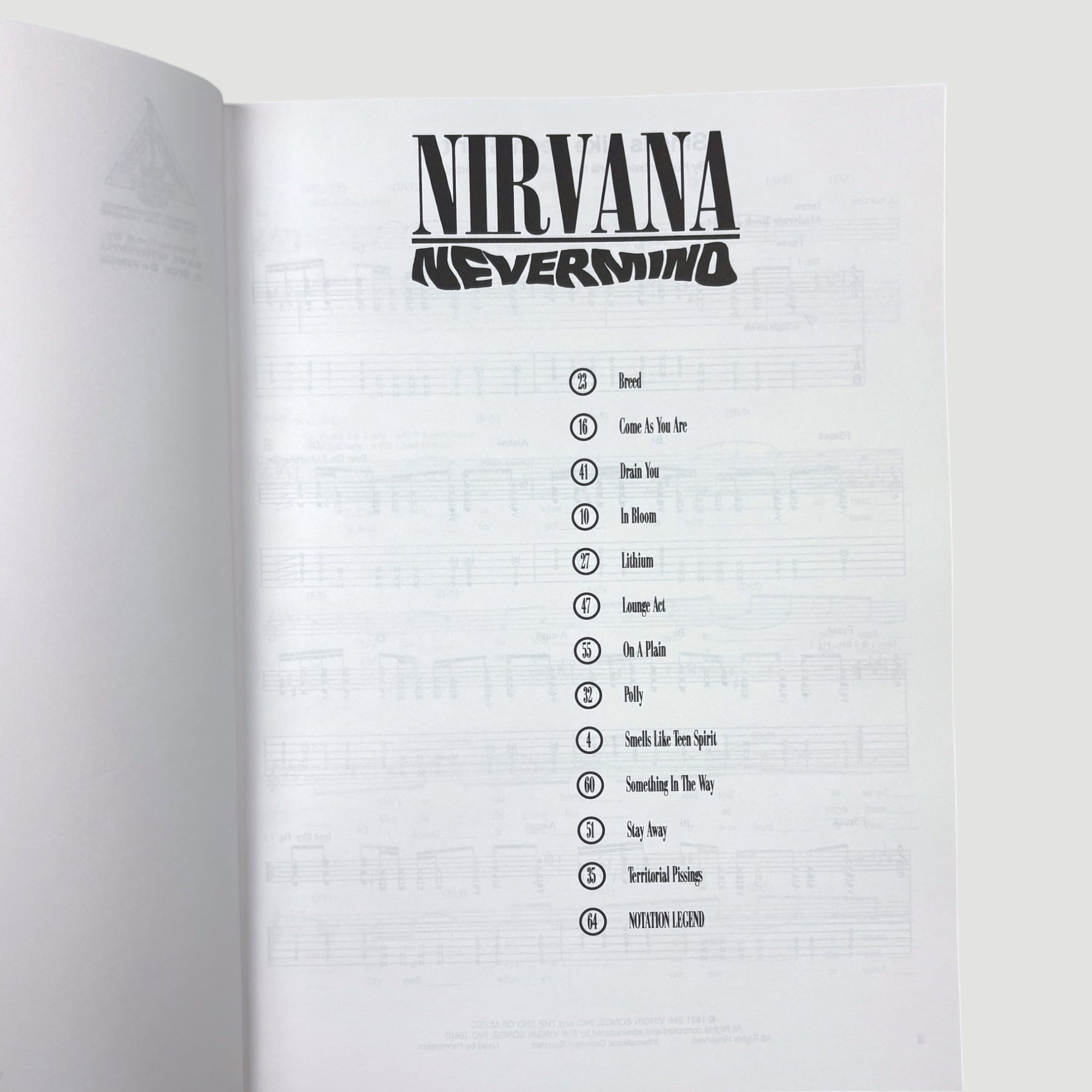1991 Nirvana Nevermind Guitar Tab/Vocal Book