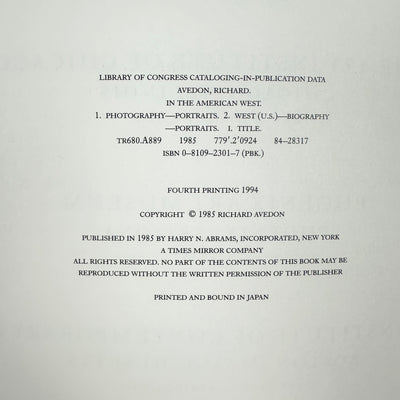 1994 Richard Avedon In the American West Japanese 1st Edition