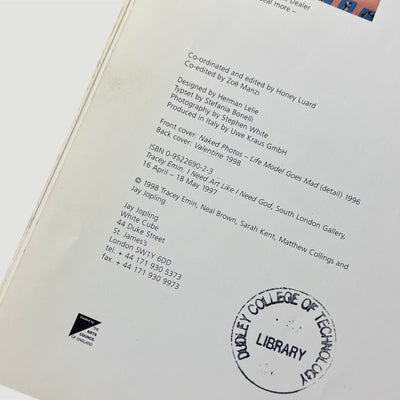 1998 Tracey Emin I Need Art Like I Need God Exhibition Book