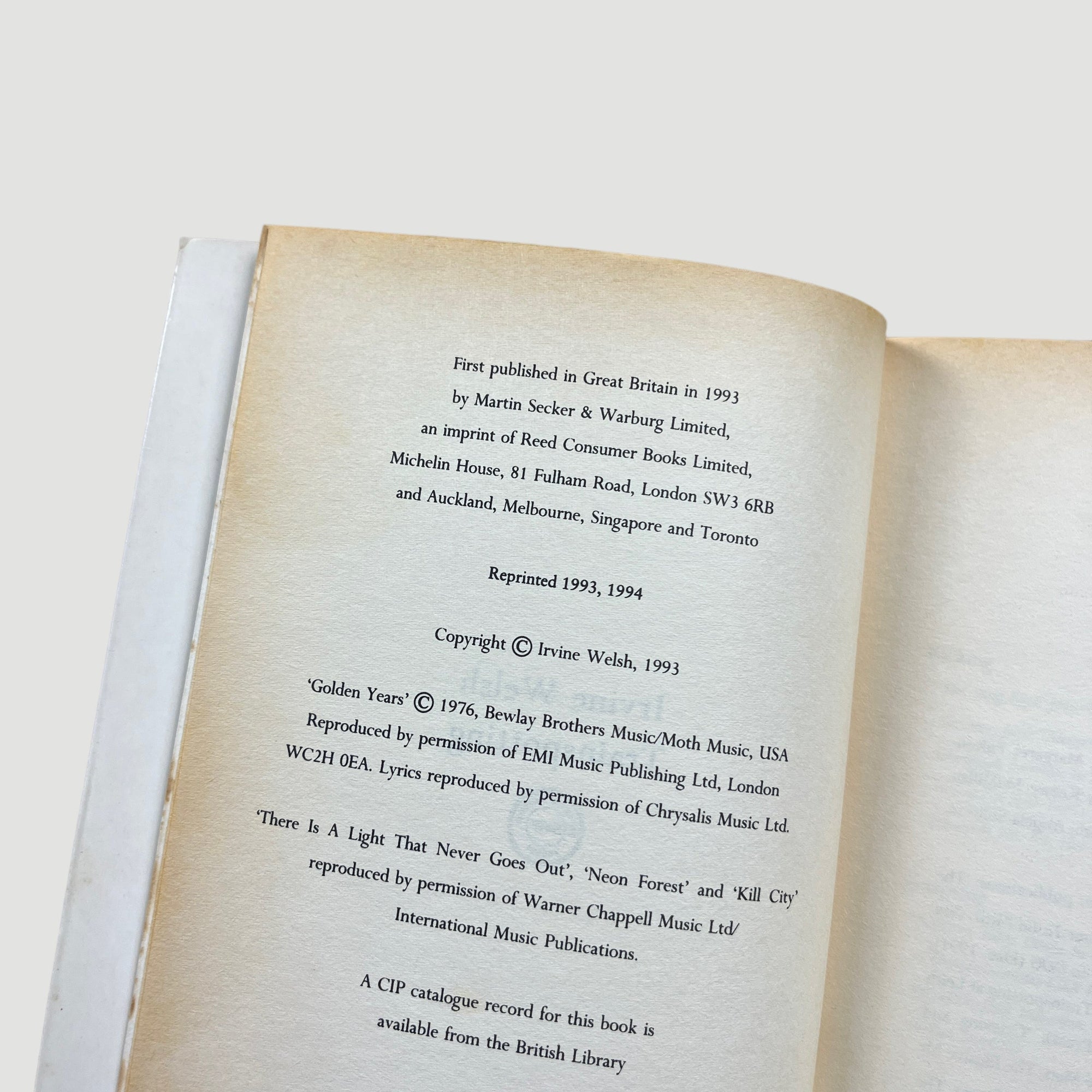 1994 Irvine Welsh 'Trainspotting' (1st Ed. 2nd Printing)