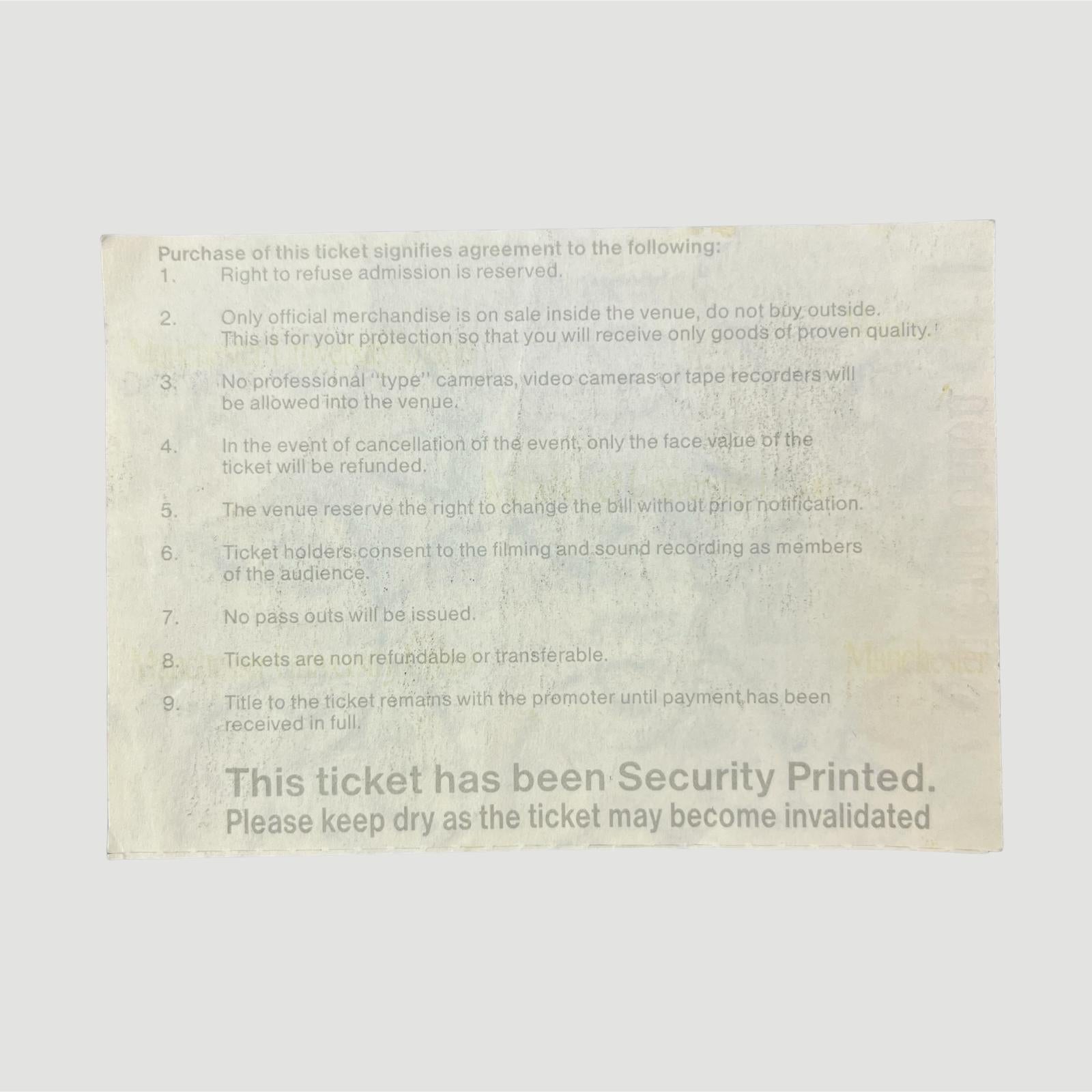 1993 Pulp Manchester Univerity Gig Ticket