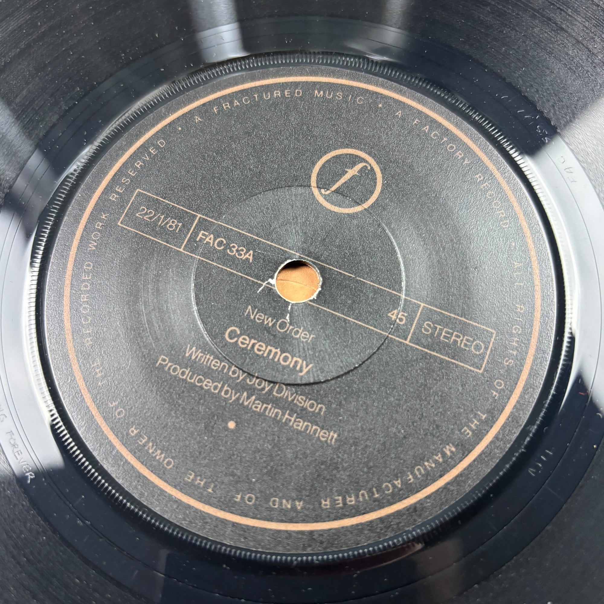 1981 New Order Ceremony UK 7" Single