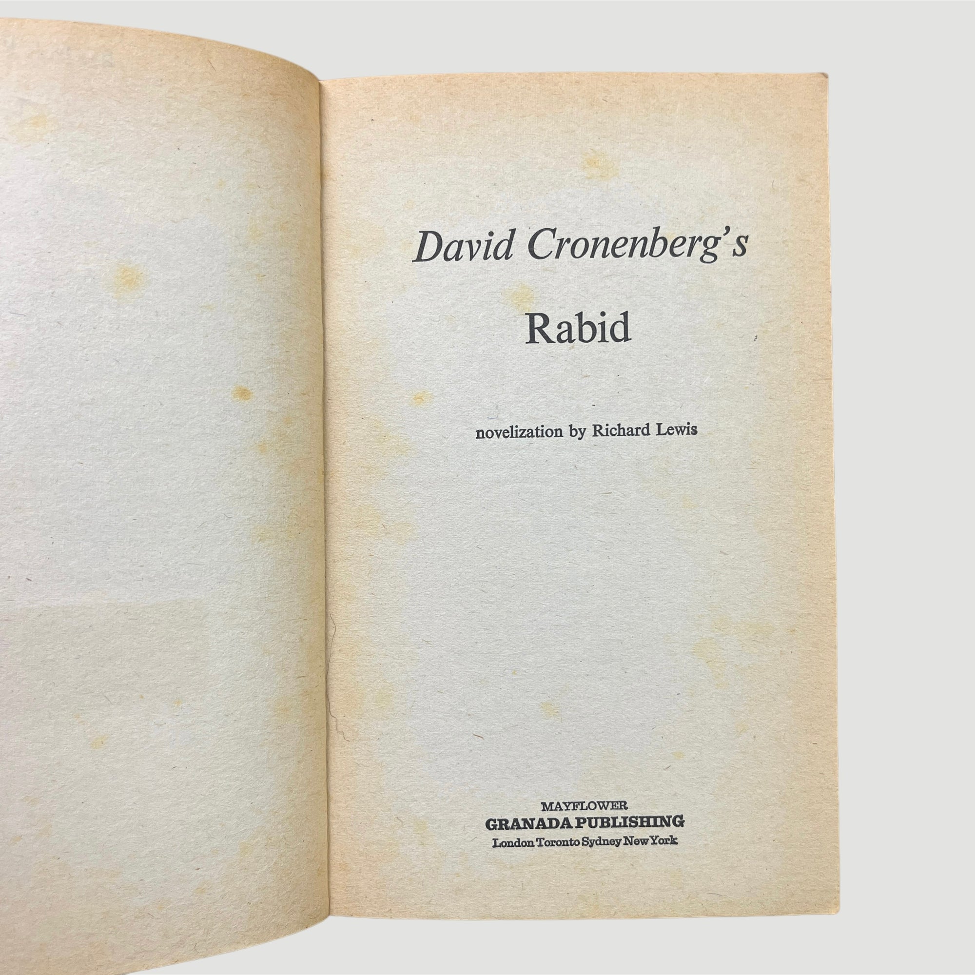 1977 David Cronenberg's RABID 1st Ed.