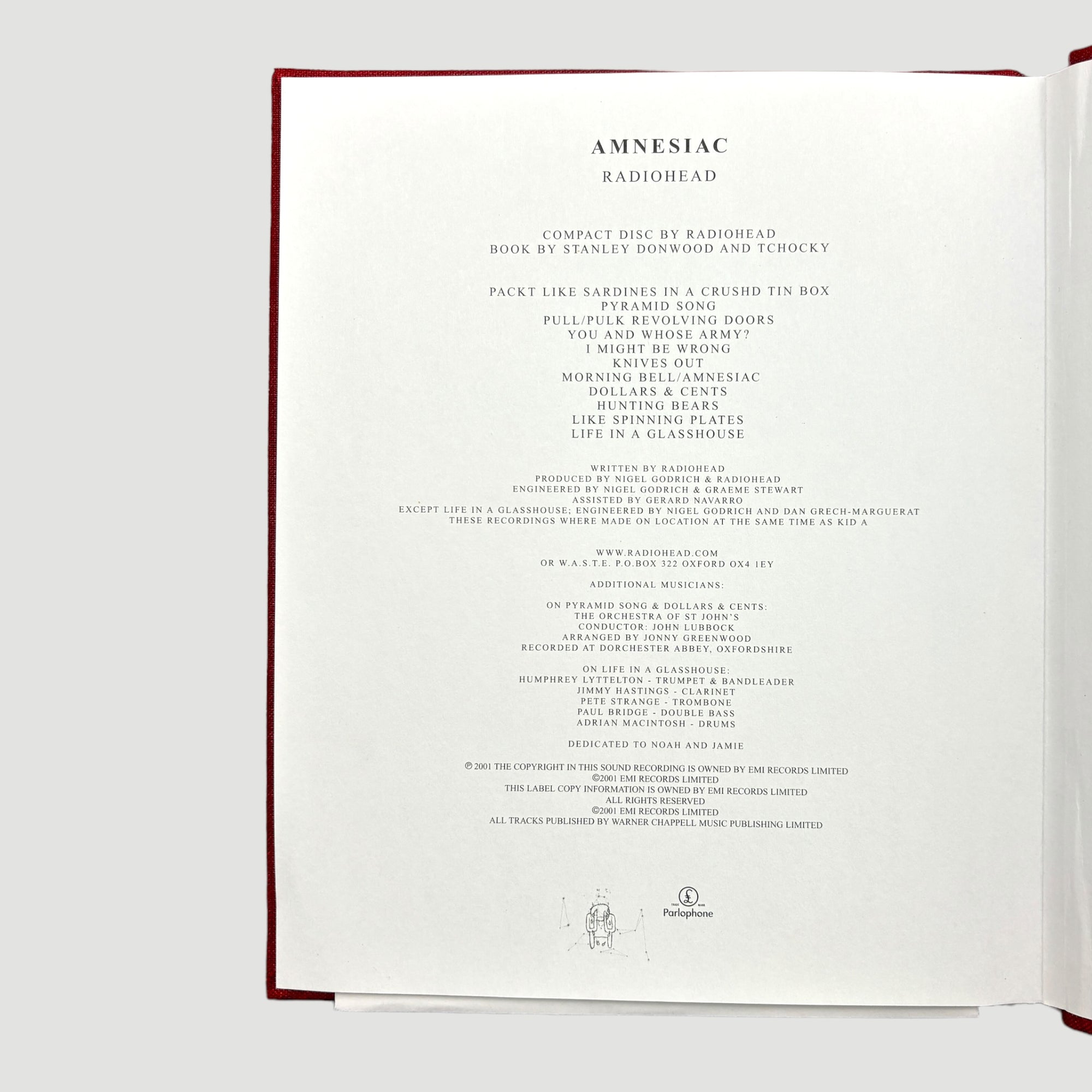 2001 Radiohead 'Amnesiac' Library Hardback Book + CD