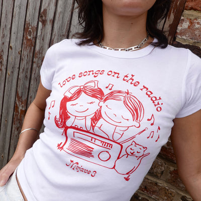 Mojave 3 x UG Love Songs on the Radio White Baby Tee