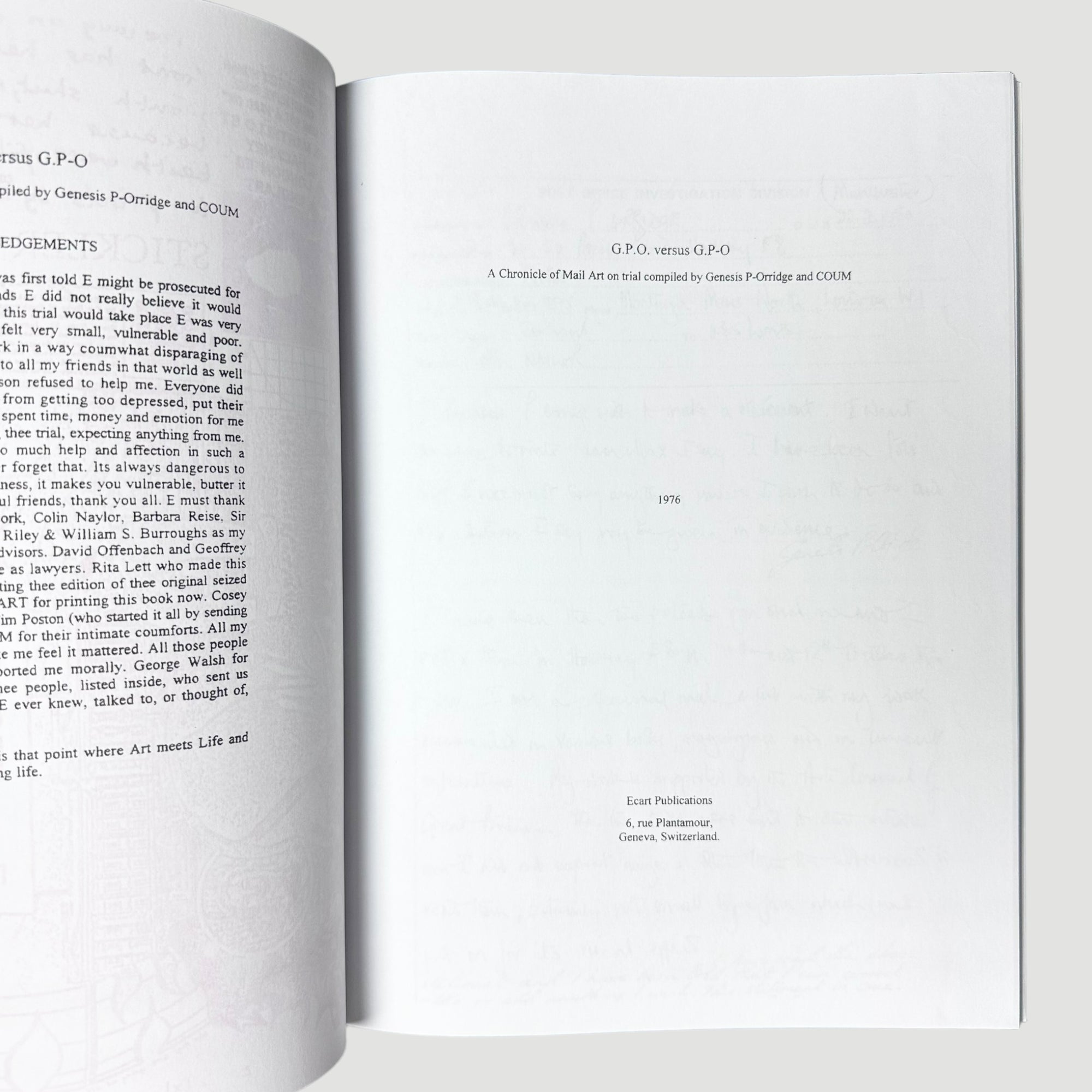 2013 Genesis P-Orridge G.P.O. Vs. G.P-O Mail Action