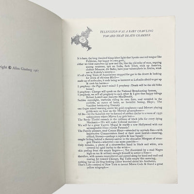 1967 Allen Ginsberg T.V. Baby Poems 1st Ed. Softcover