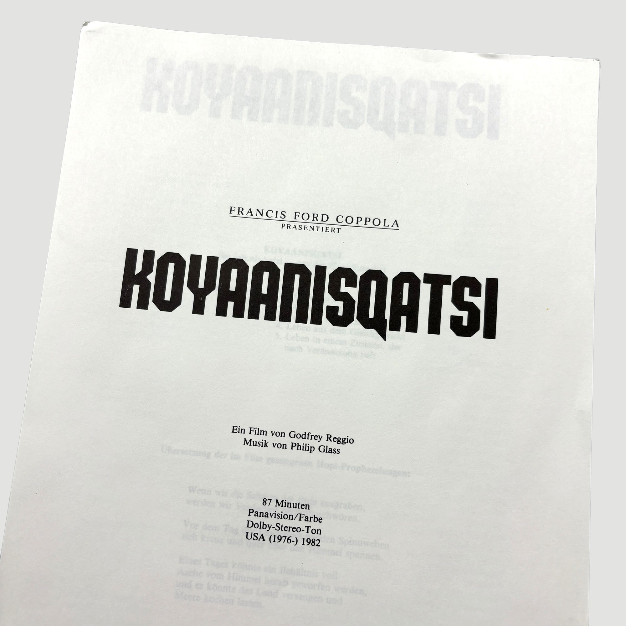 1982 Koyaanisqatsi Press Pack