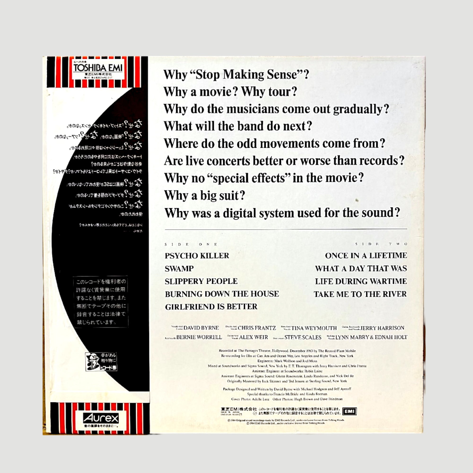 1983 Talking Heads Stop Making Sense Japanese 1st Press LP