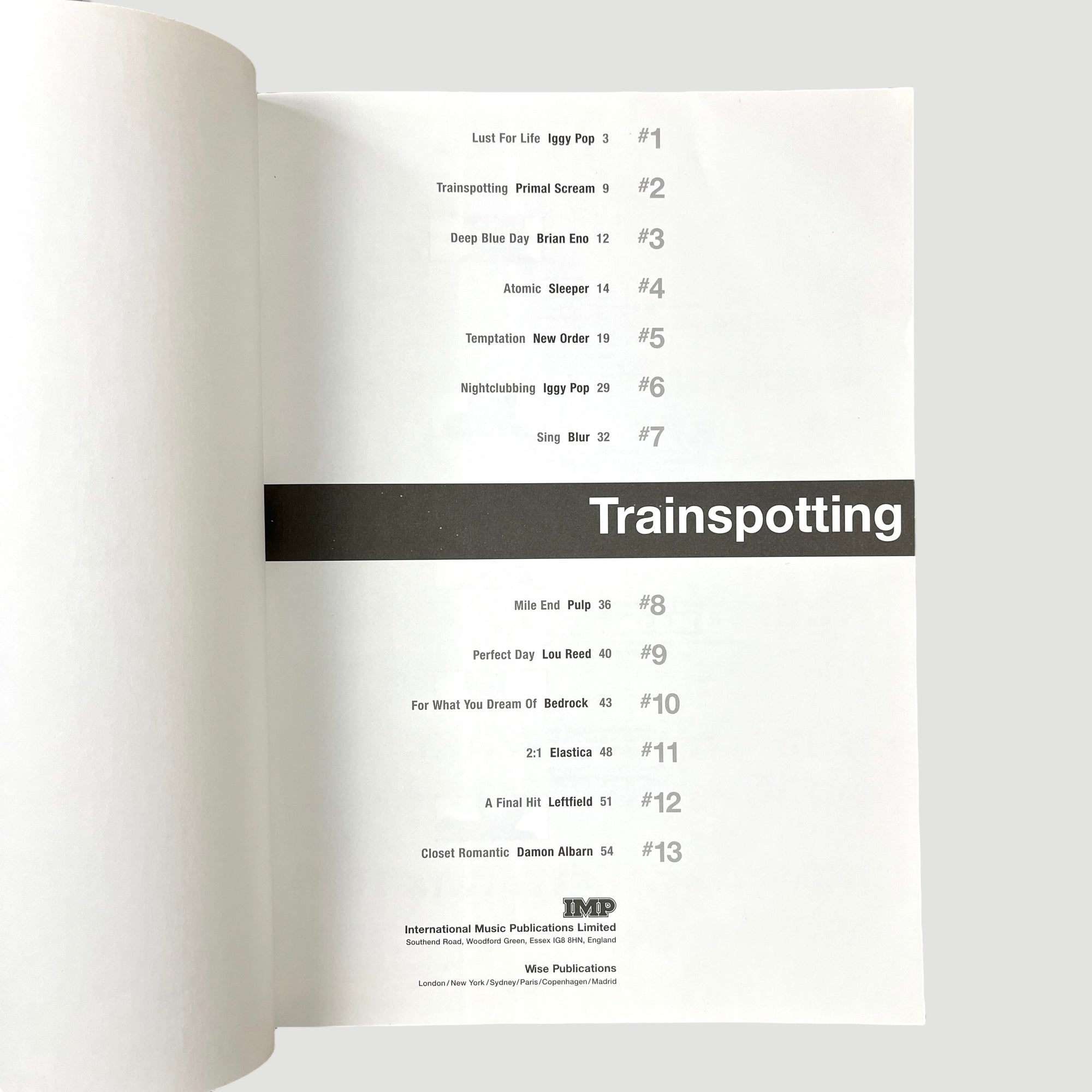 1996 Trainspotting Piano/Vocal/Guitar Songbook