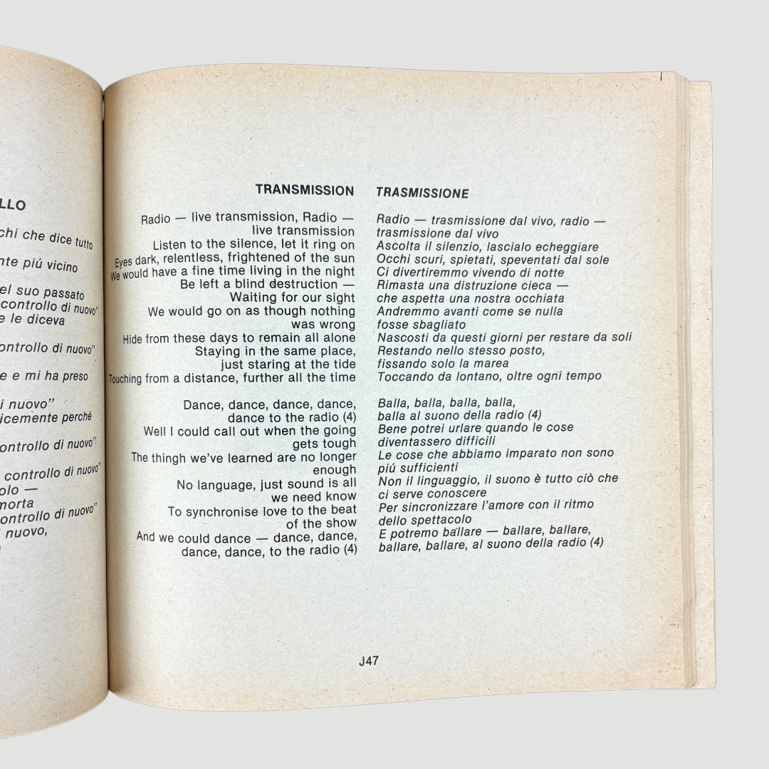 1983 Joy Division Joy Italian Lyric Book