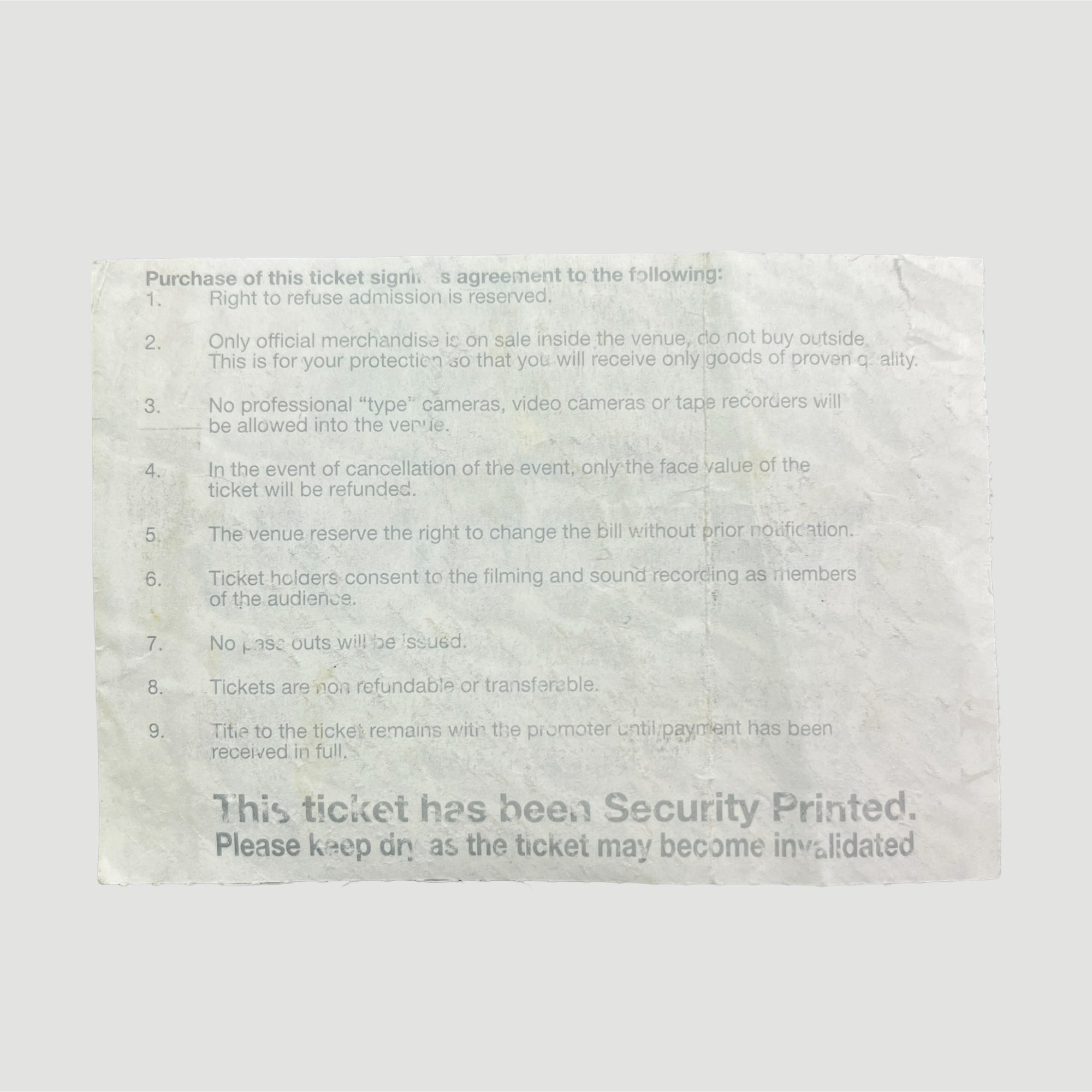 1998 Deftones Manchester Academy Ticket Stub