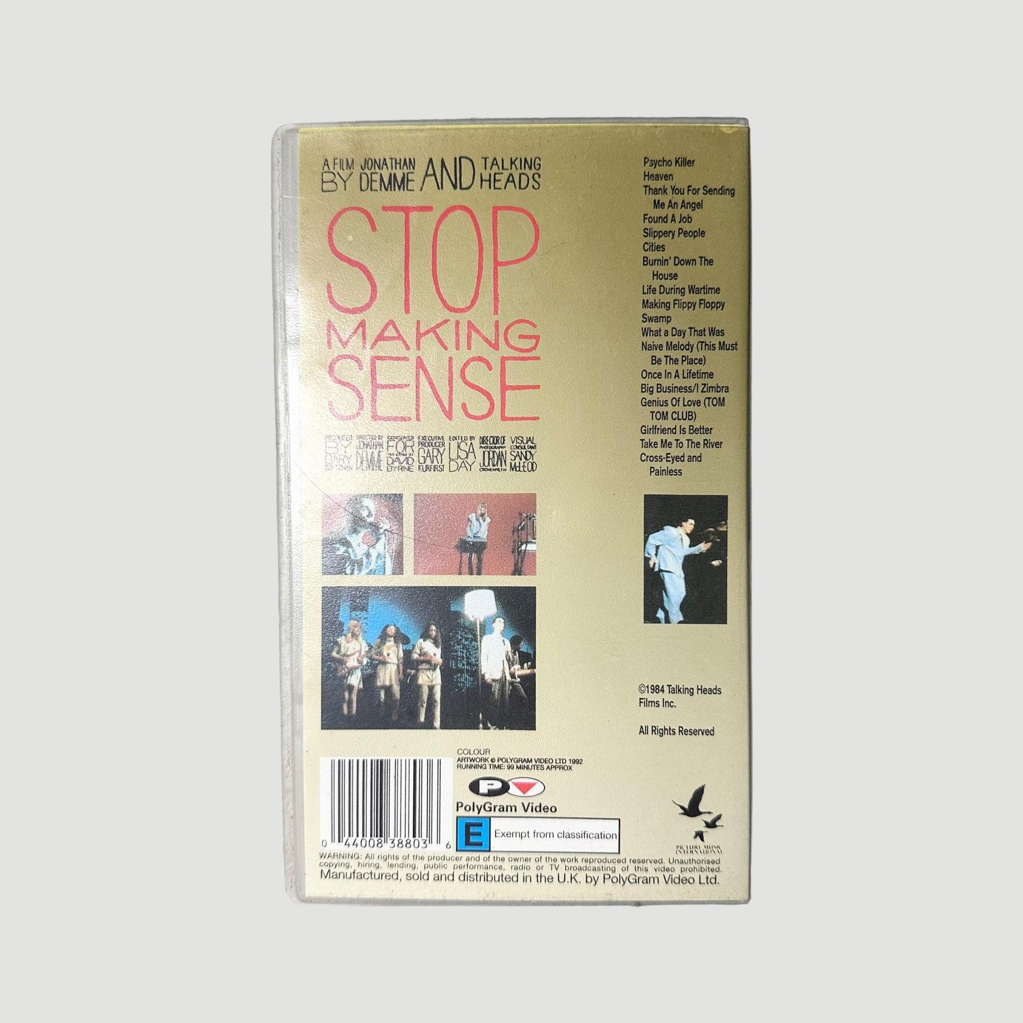 1992 Talking Heads Stop Making Sense VHS
