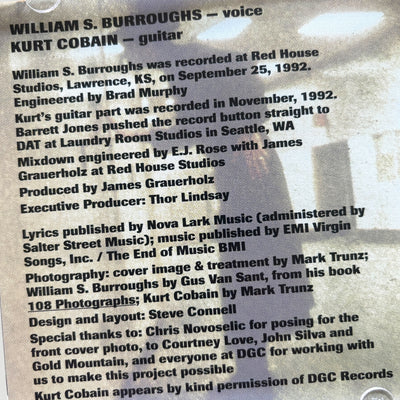 1993 William S. Burroughs / Kurt Cobain 'The "Priest" They Called Him' CD Single