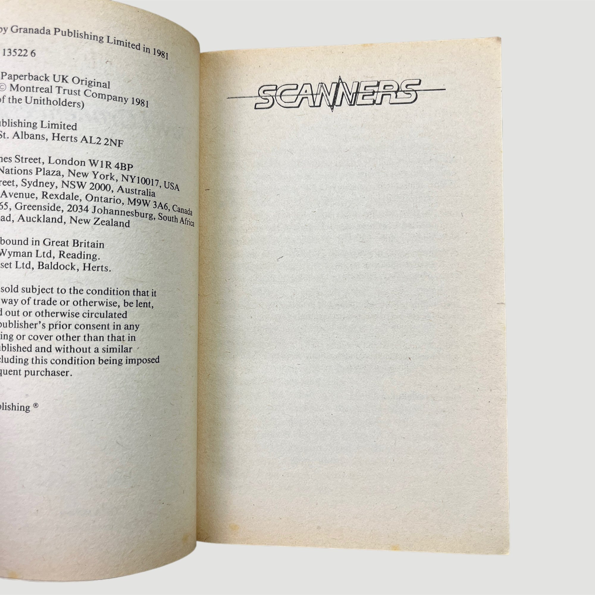 1981 David Kronenberg's Scanners Paperback