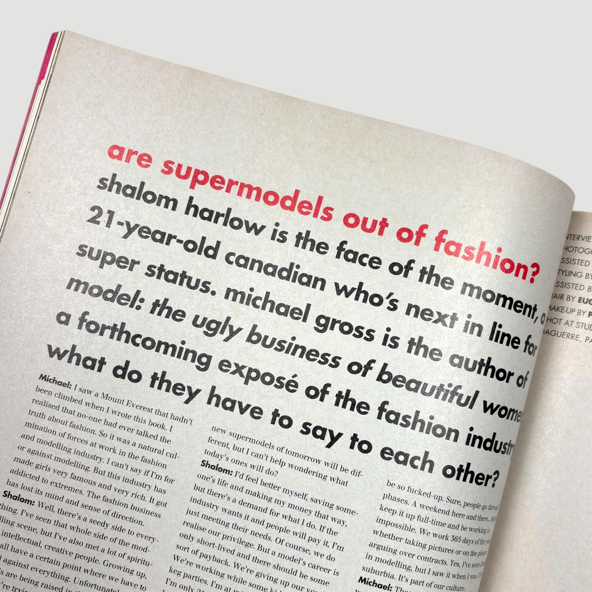 1995 i-D Magazine Shalom Harlow Cover Issue