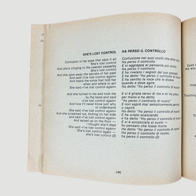 1983 Joy Division Joy Italian Lyric Book