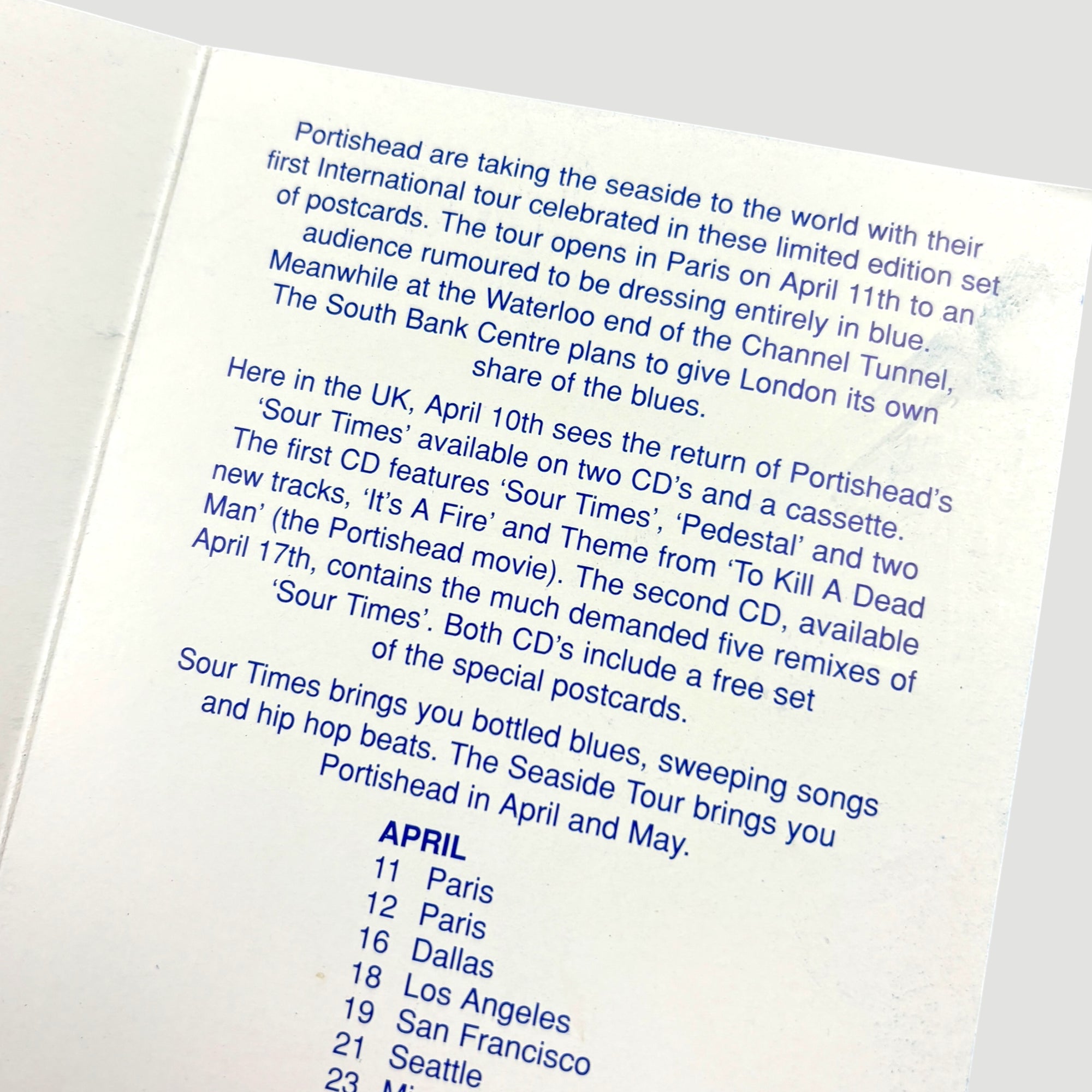 1995 Portishead Dummy Tour Booklet + 3 Postcards