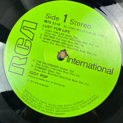 70's Iggy Pop Lust for Life Vinyl