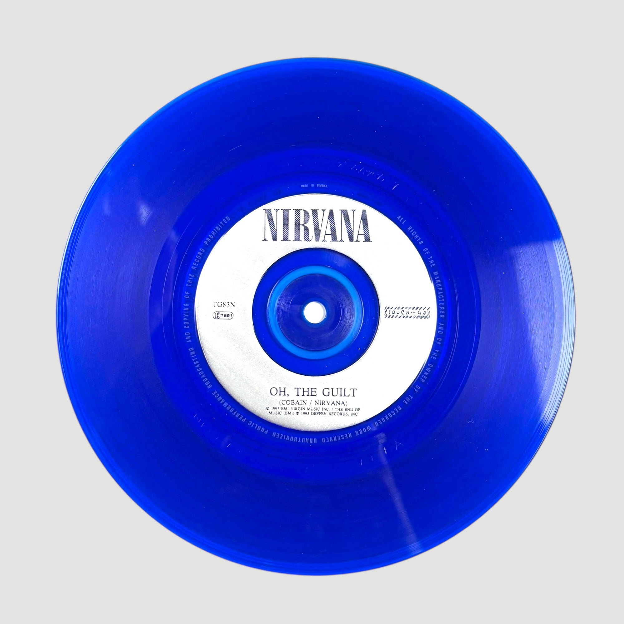 1992 Nirvana/The Jesus Lizard Puss/Oh The Guilt Split UK 7" Blue Vinyl