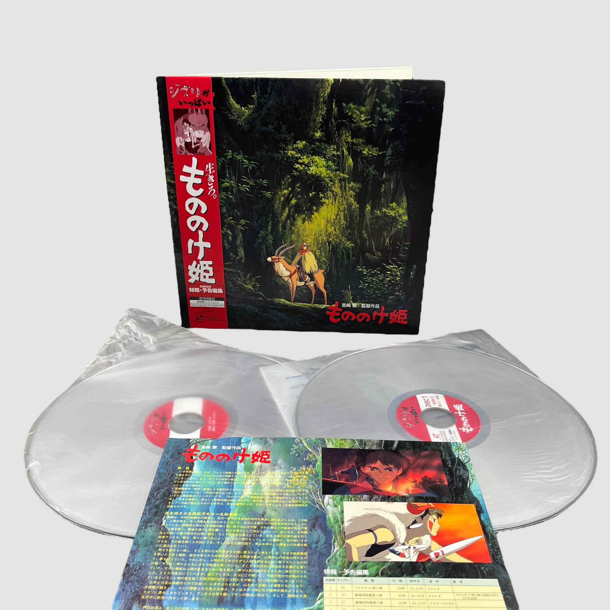 1997 Princess Mononoke Japanese 2 Laserdisc Set