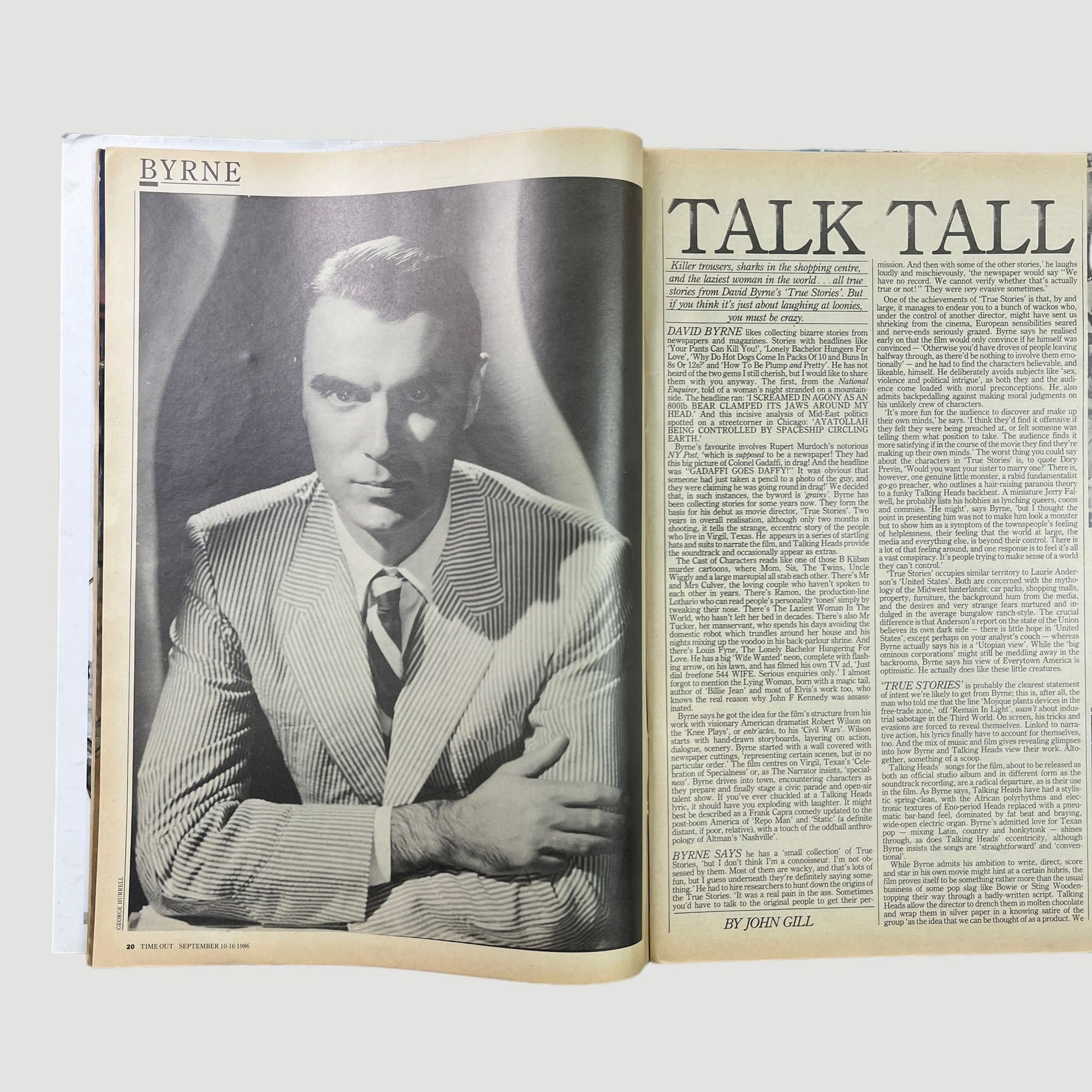 1986 Time Out Issue David Byrne Issue