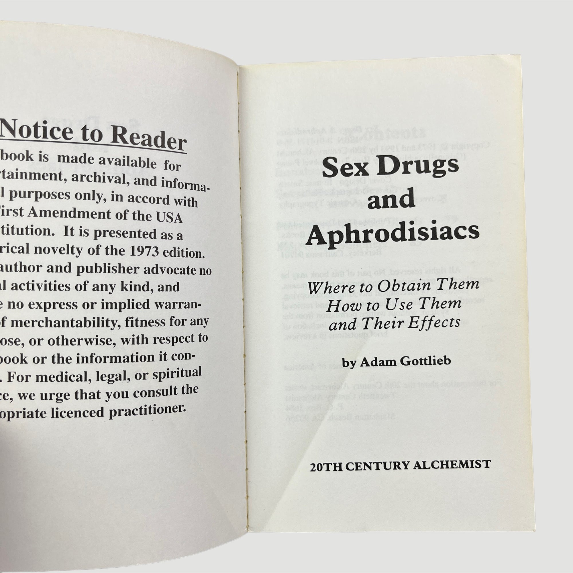 1993 Adam Gottlieb Sex Drugs and Aphrodisiacs