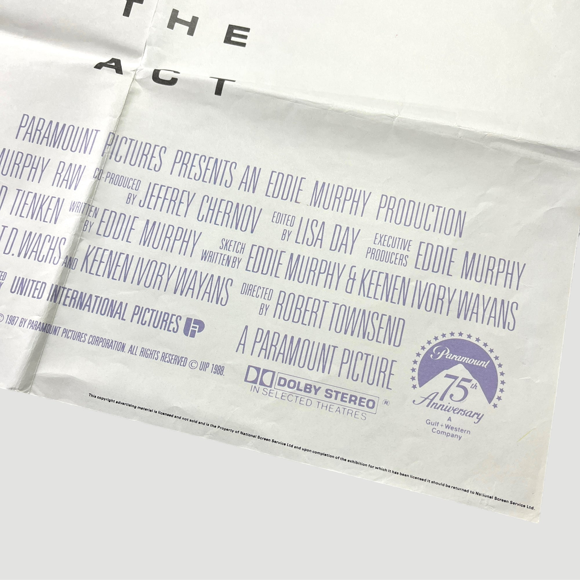 1987 Eddie Murphy Raw UK Quad Poster