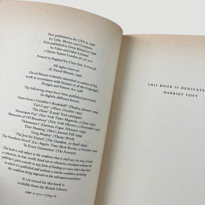 1996 David Mamet Make-Believe Town - Essays & Remembrances