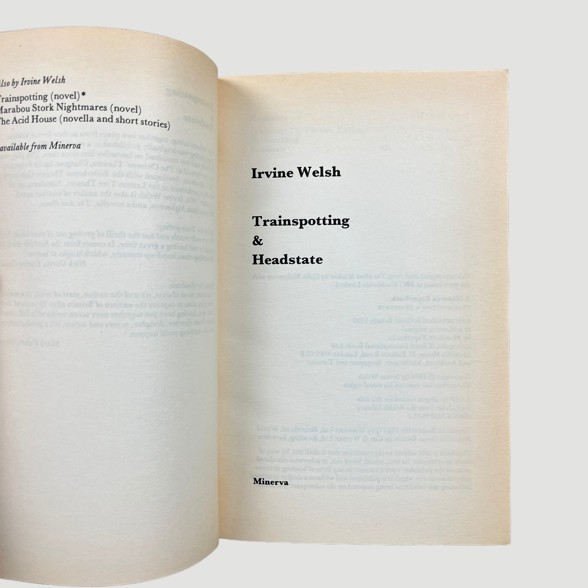 1996 Trainspotting & Headstate Playscripts by Irvine Welsh