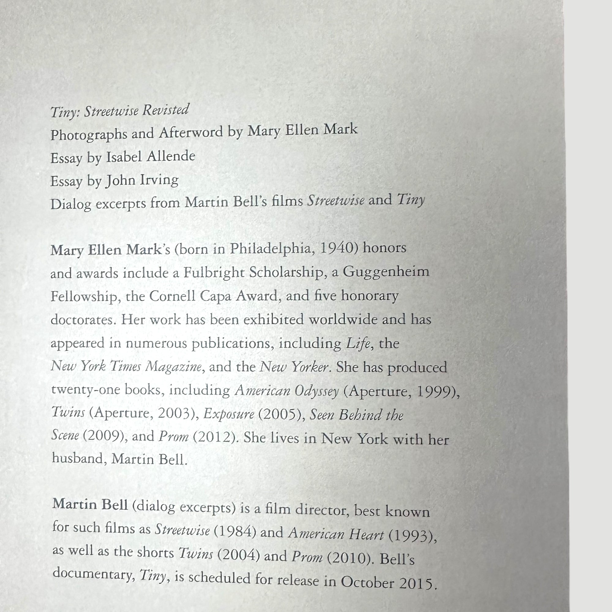 2015 Mary Ellen Mark Tiny Streetwise Revisited 1st Ed.