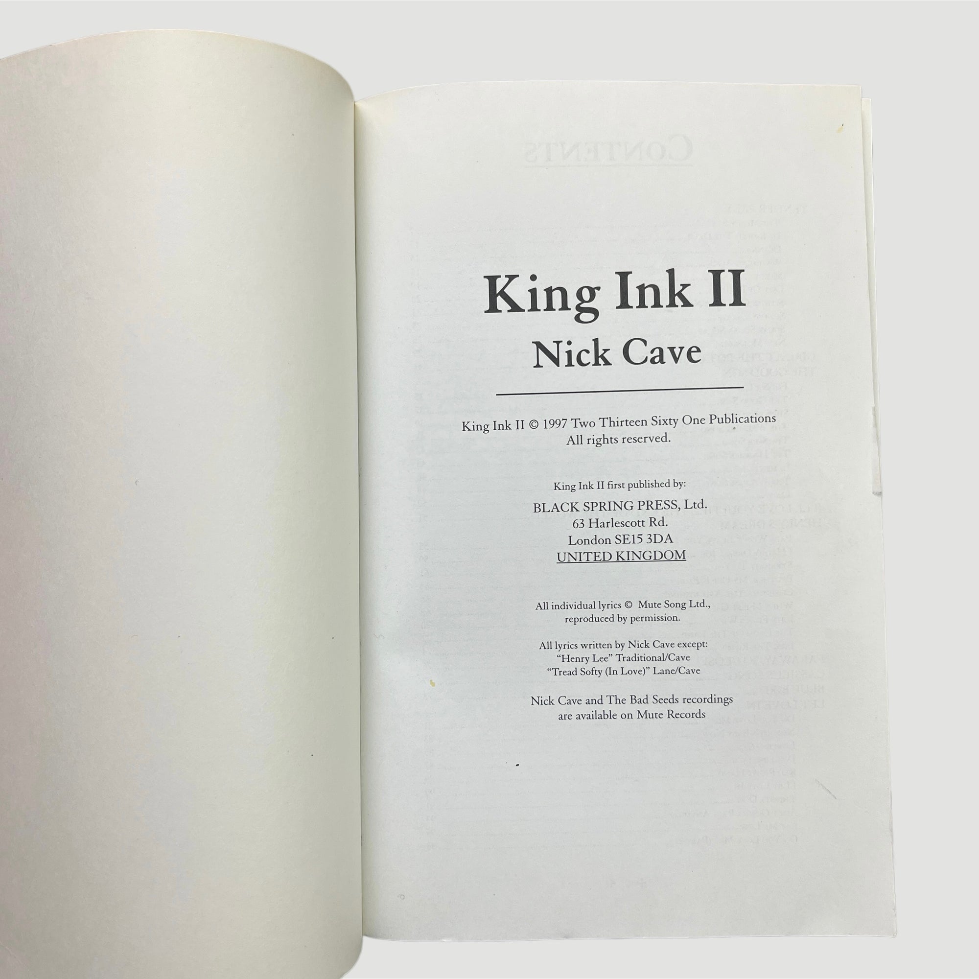 1997 Nick Cave King Ink II 1st Edition