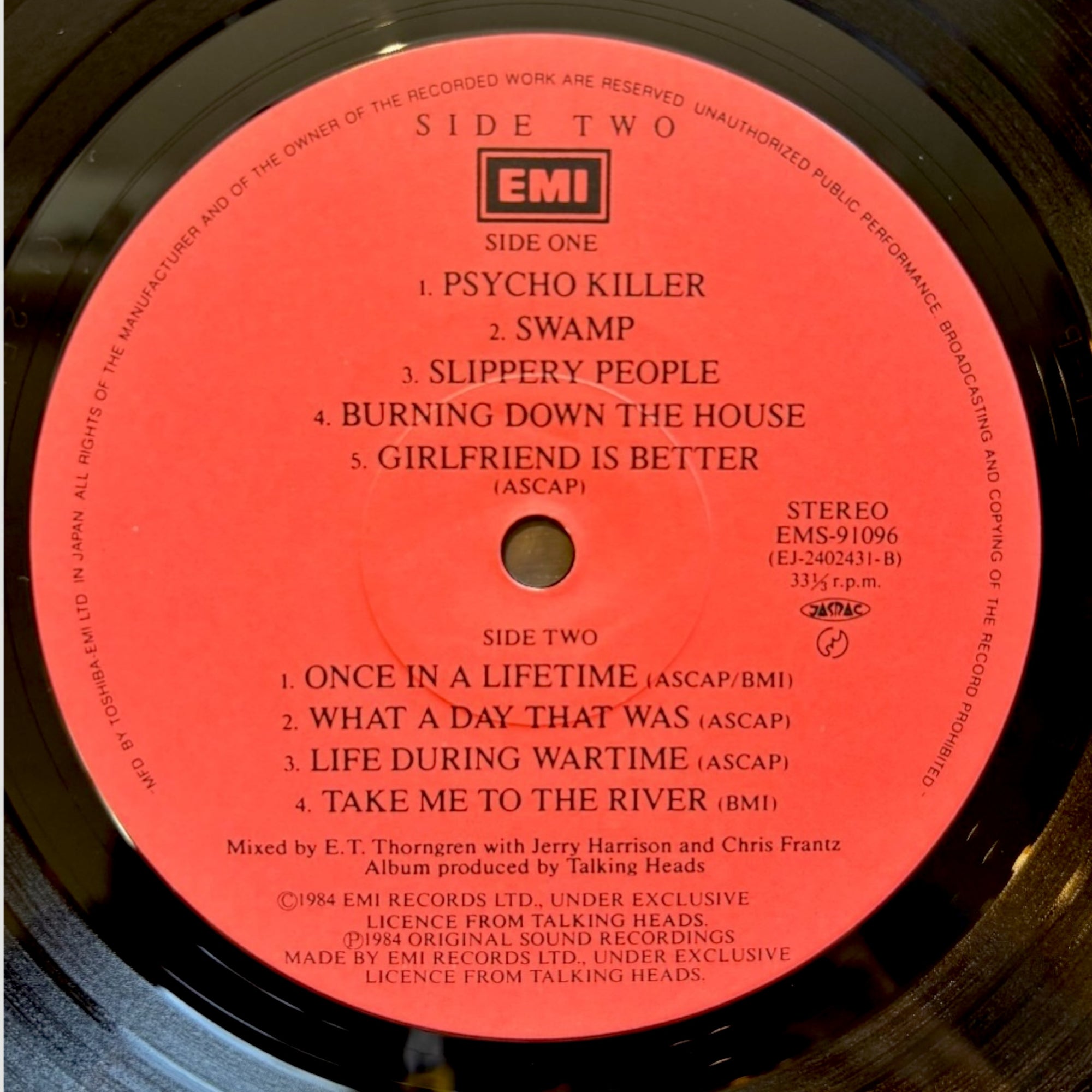 1983 Talking Heads Stop Making Sense Japanese 1st Press LP