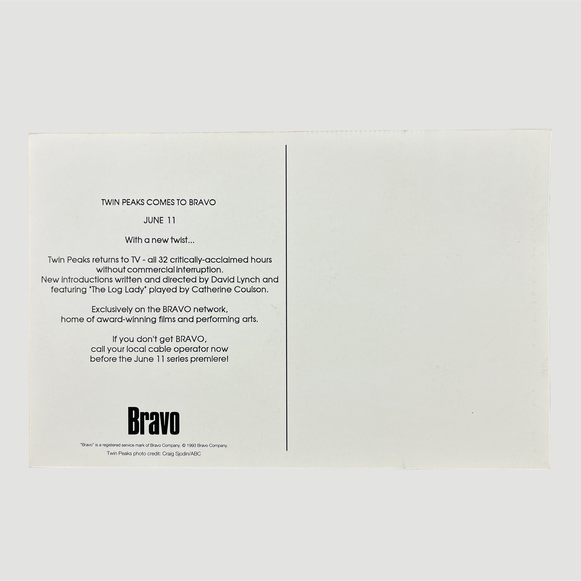 1993 Twin Peaks Bravo Promo Flyer