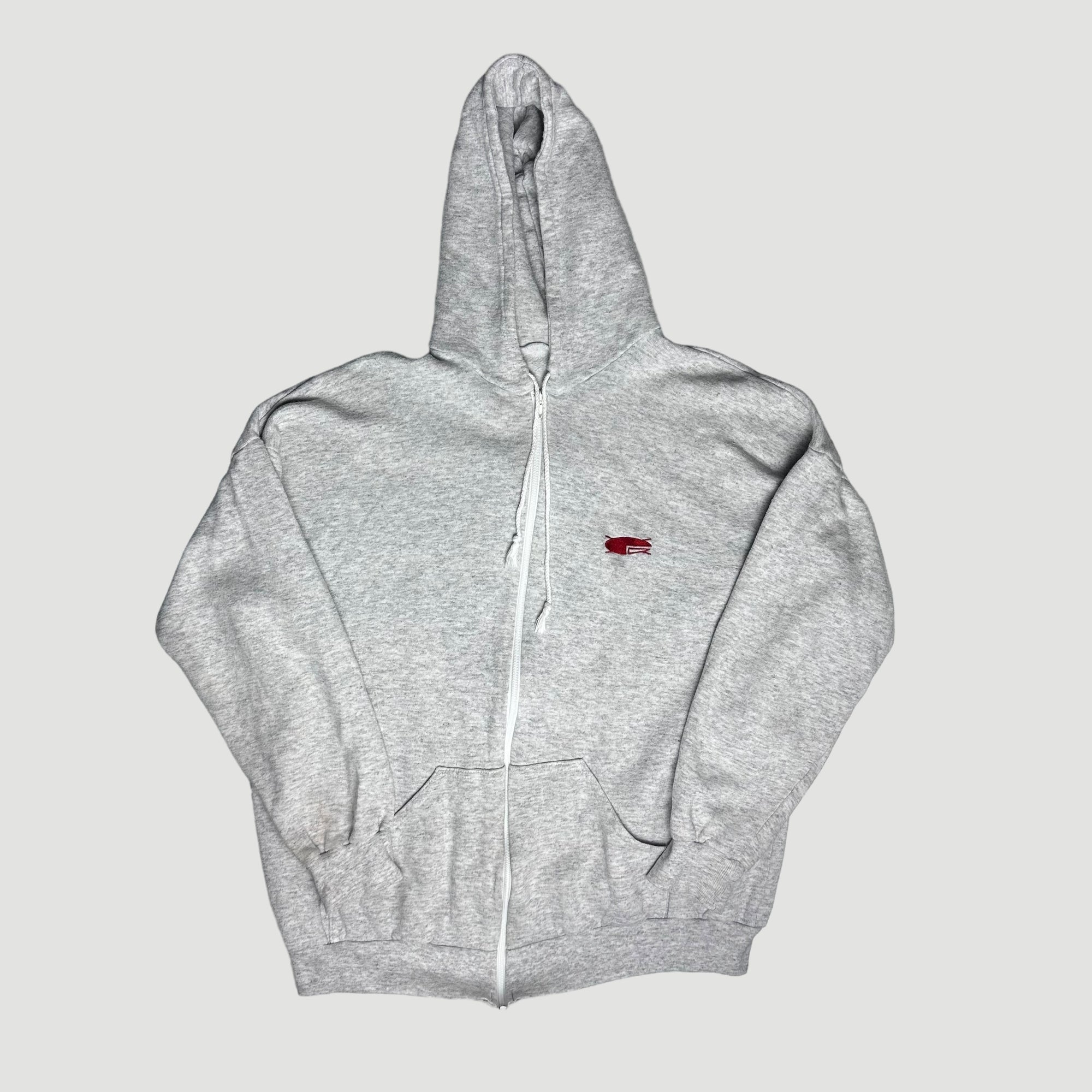 90's Rephlex Records Grey Marl Zip Hoodie
