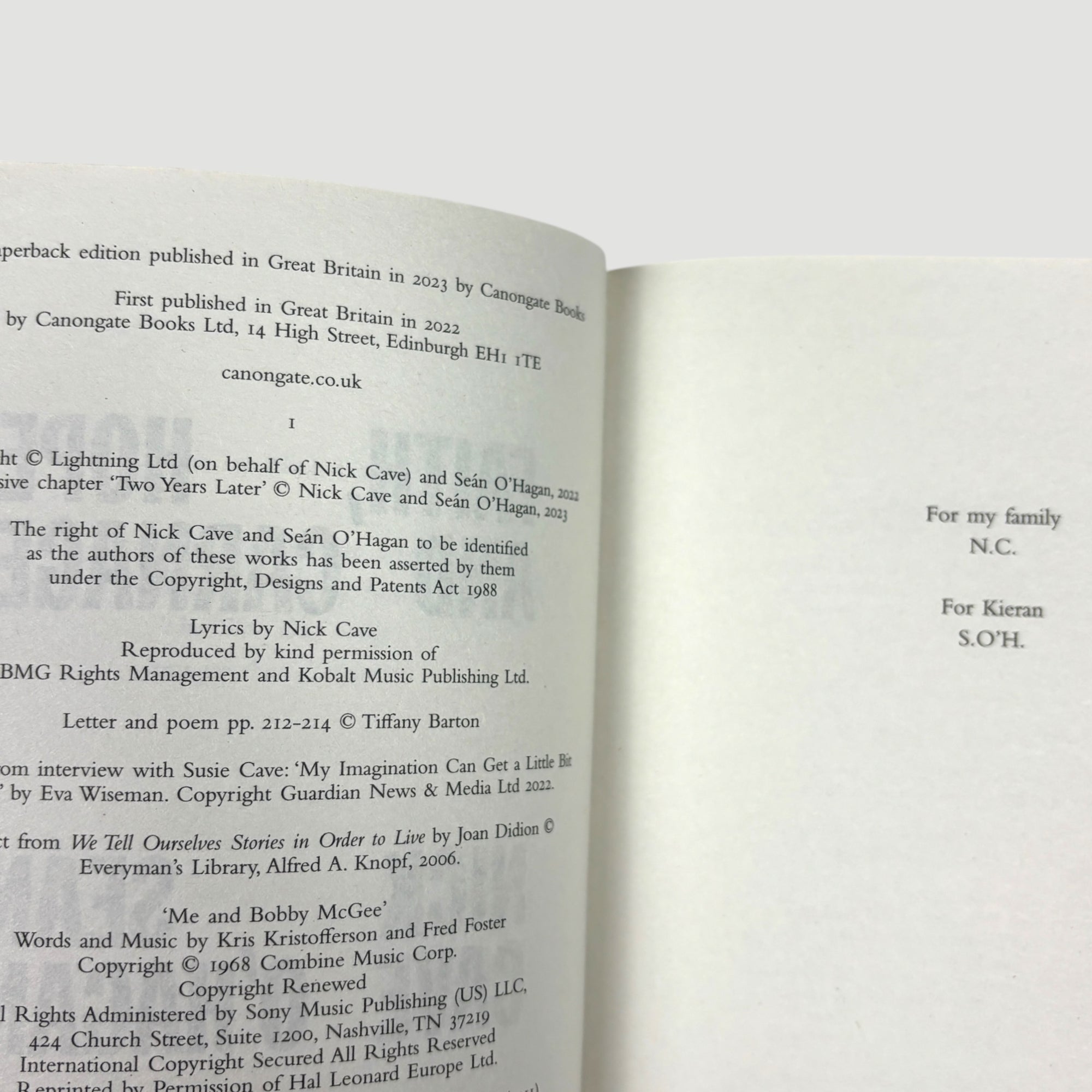 2023 Faith, Hope and Carnage. Nick Cave & Sean O' Hagan