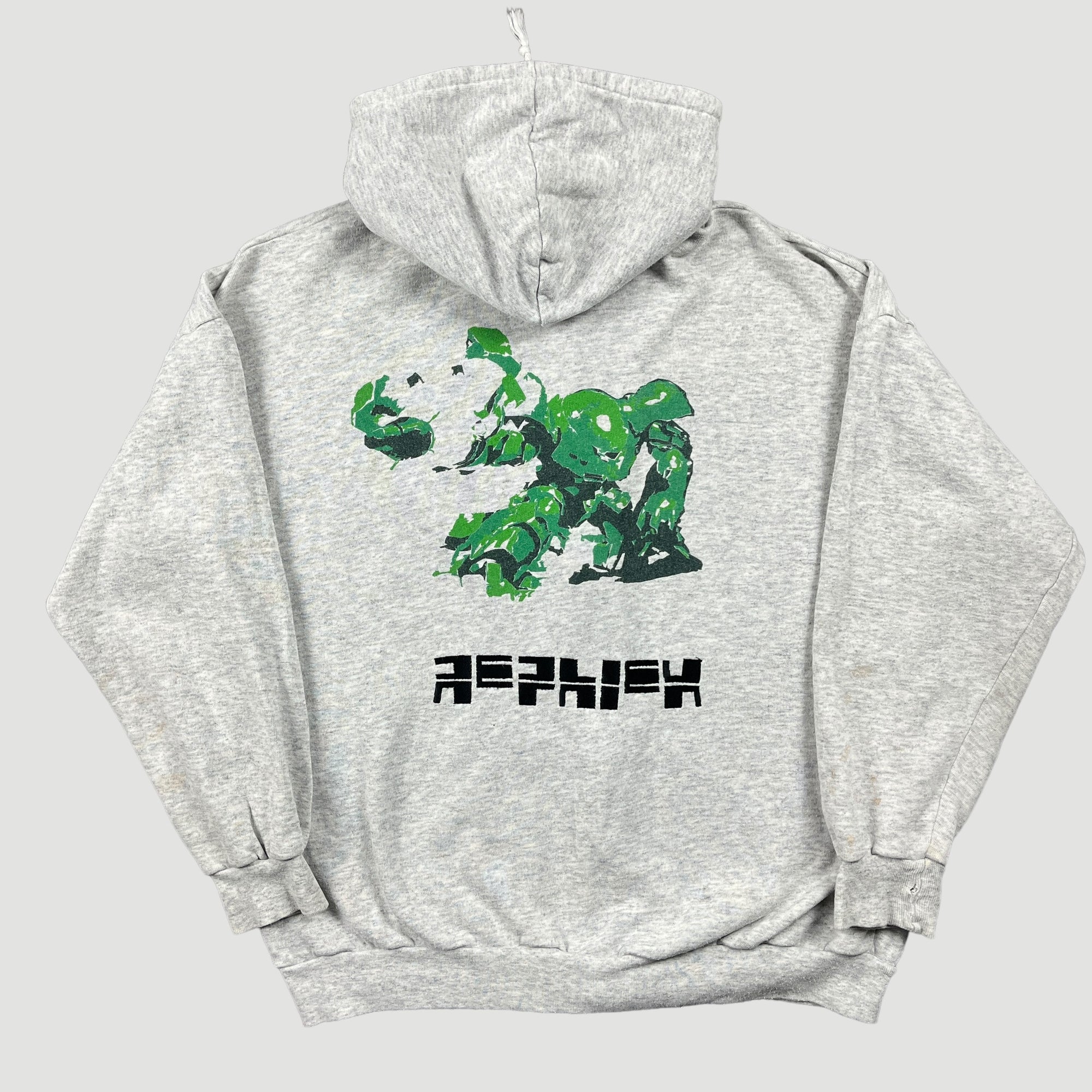 90's Rephlex Records Grey Marl Zip Hoodie