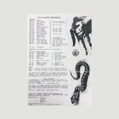 80's Psychic TV (TOPY) Merchandise Flyer