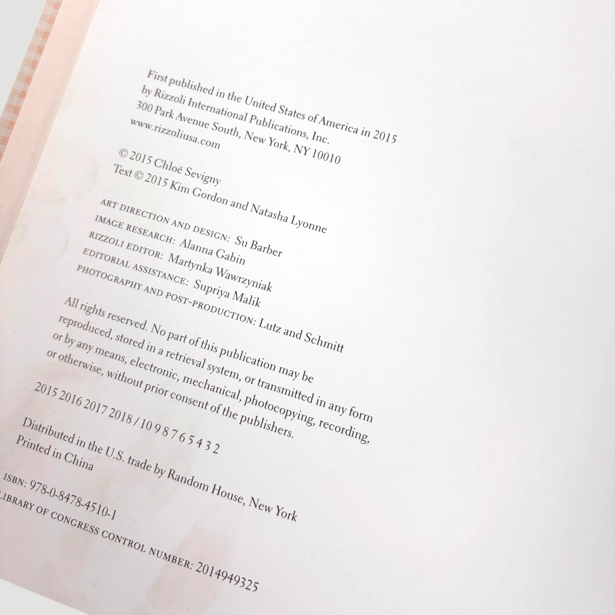 2015 Chloë Sevigny Rizolli Book 1st Edition