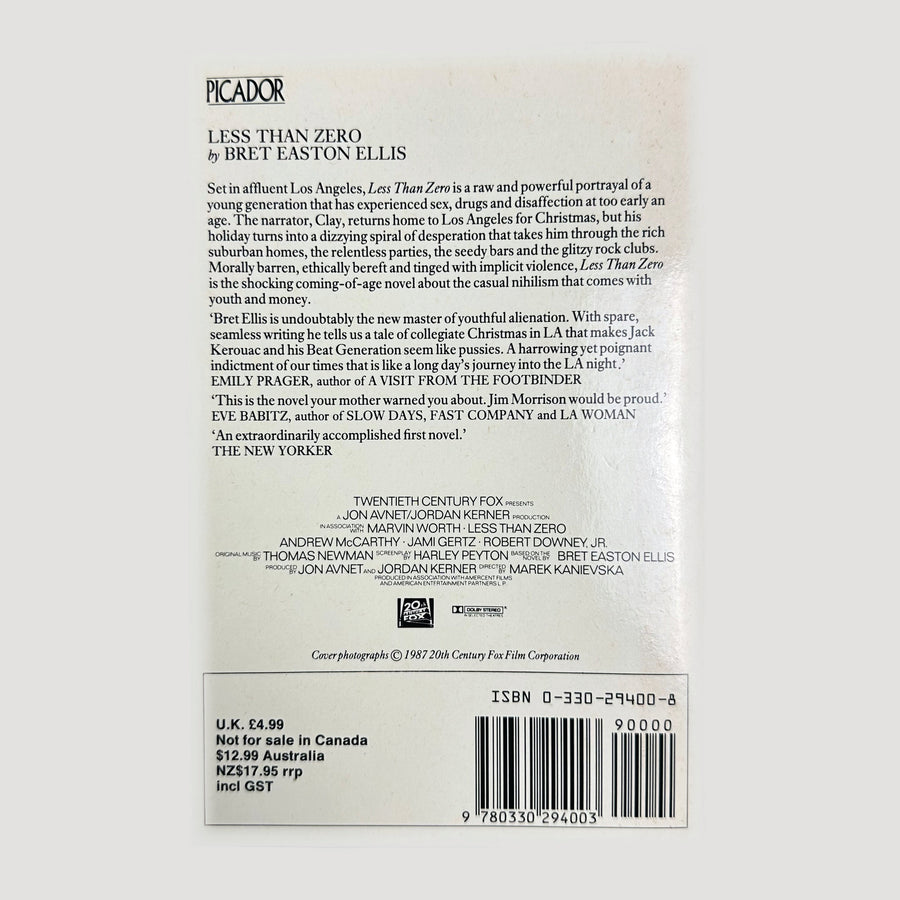 1987 Bret Easton Ellis Less Than Zero