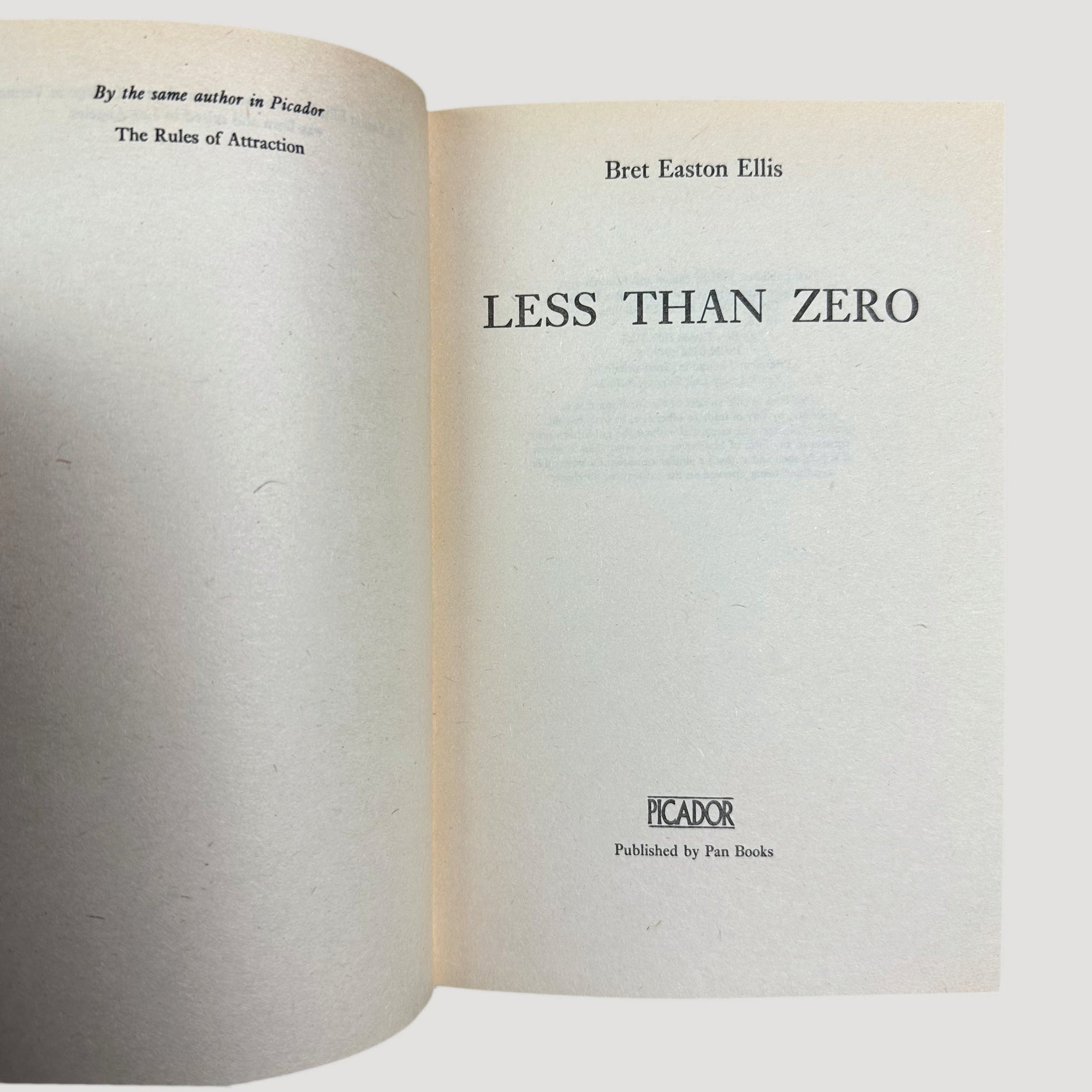 1987 Bret Easton Ellis Less Than Zero