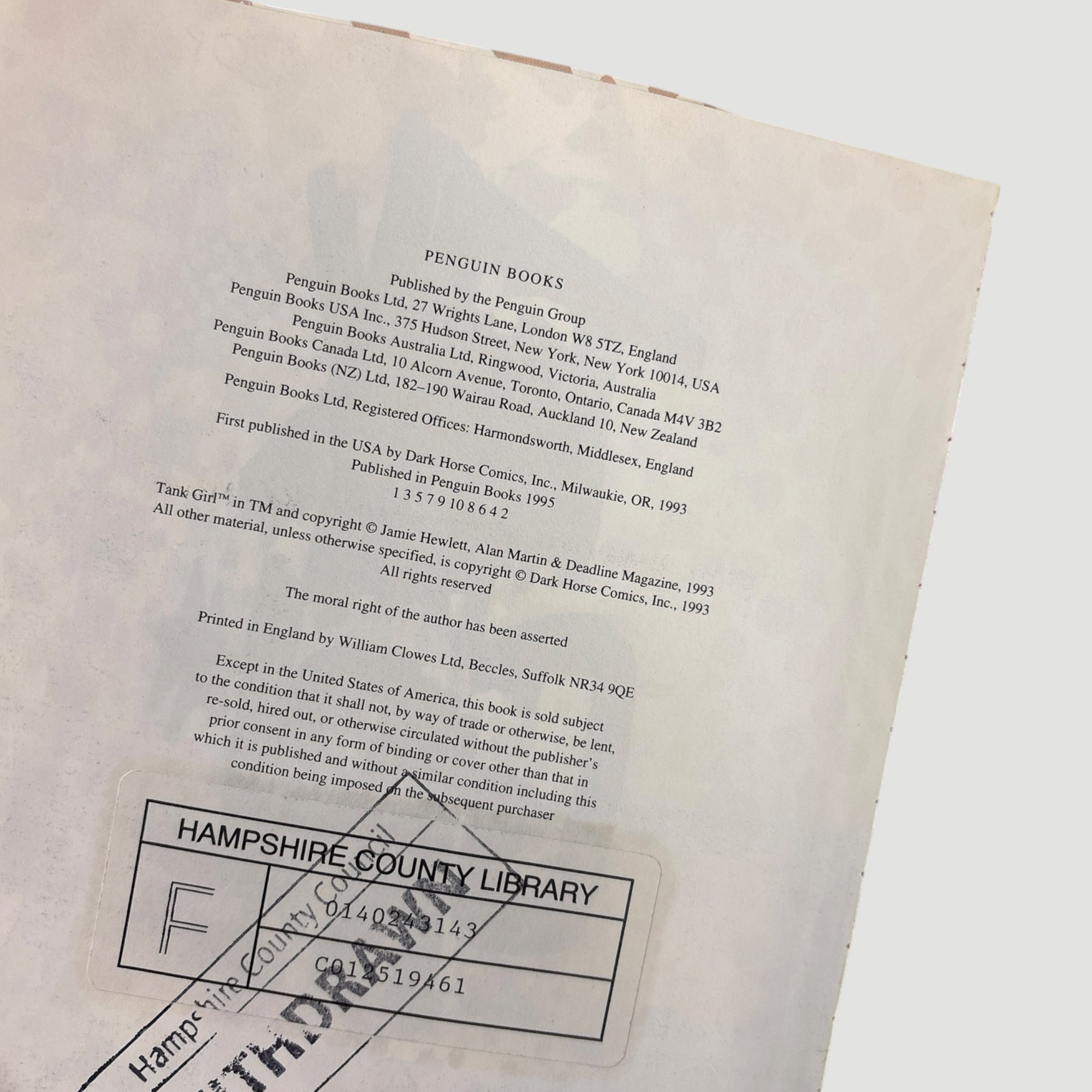 1995 Tank Girl* Vol 1 Ex- Library UK 1st Colour Edition